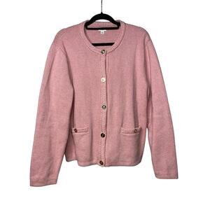 J. Crew Factory Cotton Lady Jacket Cardigan Sweater Women's XXL Pink Prep BY047